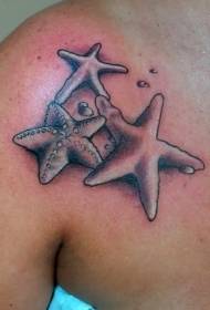 balikat itim na grey style starfish tattoo pattern
