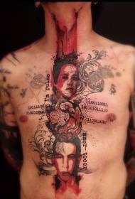 чоловічий груди колір обличчя портрет з малюнком татуювання з букви та цифри