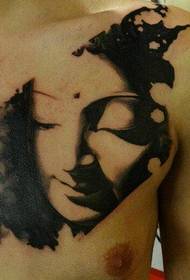 txiv neej hauv siab zoo nkauj portrait tattoo txawv