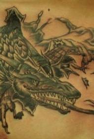modello di tatuaggio lacrima petto drago drago spaventoso