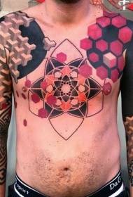 krūtinės gražus dekoratyvinis geometrinis tatuiruotės raštas