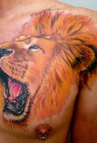 на грудзях добра выглядае малюнак татуіроўкі галавы льва
