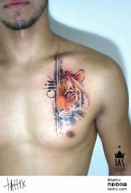 боја груди креативни стил тигрова тетоважа узорак