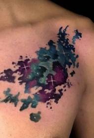 Pogas spilgts un skaists zvaigžņotu debesu tetovējuma raksts