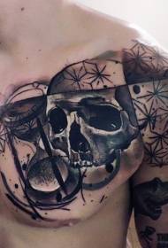 motif semi-décoratif avec motif de tatouage crâne et sablier