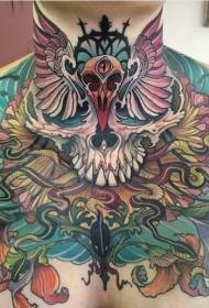 petto grande area vecchia scuola colore serpente fiore modello tatuaggio