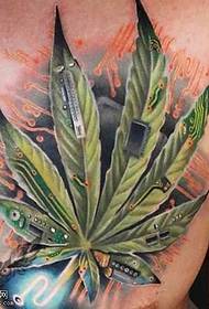 mellkas marihuána levél tetoválás minta