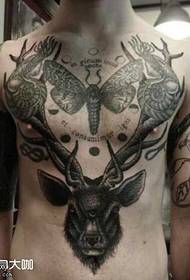 胸部鹿蛾纹身图案