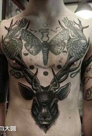 modello di tatuaggio falena petto di cervo