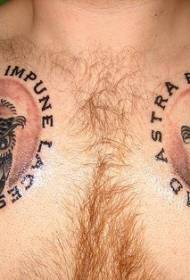 modello di tatuaggio petto di gufo intelligente