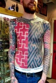 typická viacfarebná geometrická kombinácia Tattoo pattern
