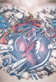 hrudník vlaštovka ve tvaru srdce cloud tetování vzor