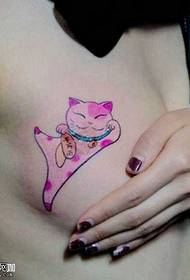 patrón de tatuaje de gato en el pecho