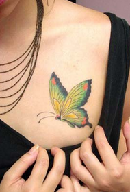 Fermosos peitos fermosos patróns de tatuaxes de mariposas de cor Daquan
