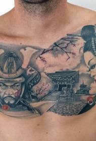Rinta japanilainen perinteinen tyyli samurai-geisha house -tatuointikuvio