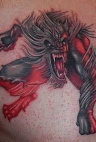 Isikolo esitsha esibi i-Evil werewolf Chest I tattoo yemodeli
