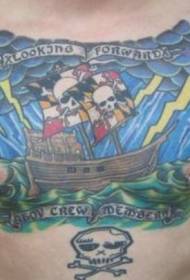 Море шторм піратські кораблі татуювання грудей візерунок