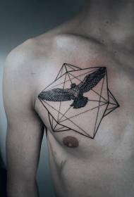 geometri dada kecil dengan pola tato elang