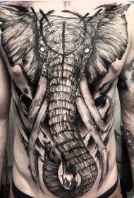 krūtīs melni pelēks noslēpumainais ziloņa tetovējums