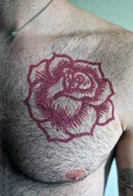 peito de fantástico patrón de tatuaxe de rosa vermella