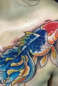 груди злата духова мали узорак тетоваже златне рибице