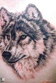 chest wolf tattoo pattern
