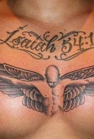 uomo pieno di belle immagini di testi e tatuaggi di angelo