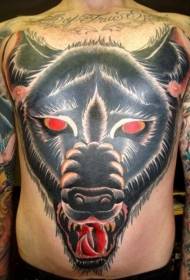 bryst old school stor farve djævelhund avatar tatoveringsmønster
