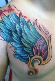 mellkas színes fantasy szárnyak tetoválás minta