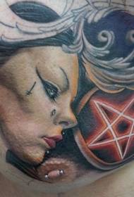 град портрет со модерен стил на градниот кош и шема со тетоважи со петкратија