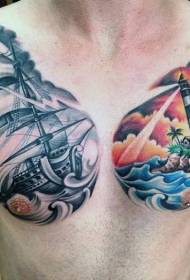 theka-chovala chowoneka bwino cha kusukulu chokhala ndi tattoo yoyenda panyanja