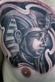 krūšu krāsa Ēģiptes faraona statujas tetovējums