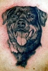 الصدر أسود رمادي Rottweiler ابتسامة اللسان نمط الوشم