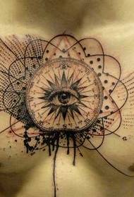 modello di tatuaggio occhio astratto petto