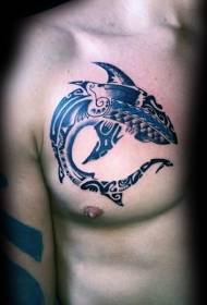 Brust erstaunlich gemalt Hai Persönlichkeit Tattoo-Muster