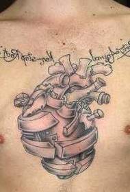 modello di tatuaggio inglese cuore petto