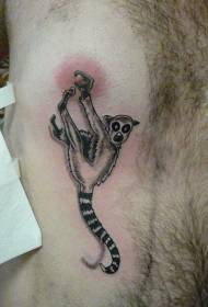 gracioso patrón de tatuaxe de lemur en branco e negro divertido