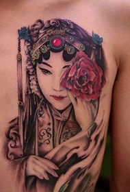 Kínai pekingi opera karakter Hua Dan tetoválás hatása térkép
