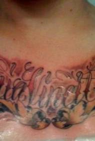 Modello di tatuaggio petto lettera latina e petalo