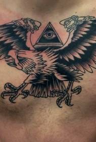 Estilo sa Misteryo sa Dibdib nga Eagle ug pattern sa Tattoo sa Mata nga Geometric