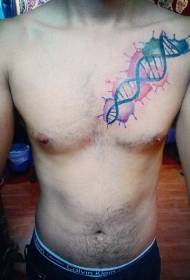 borst kleurrijke splash inkt DNA symbool tattoo patroon