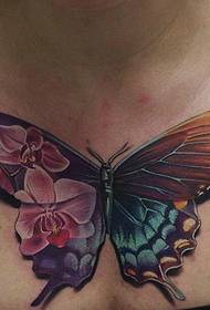 가슴 화려한 3d 나비 문신 그림
