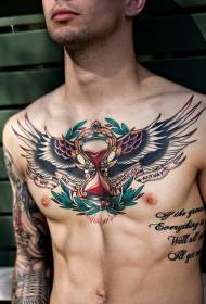 modello tatuaggio ali di clessidra di colore vecchia scuola