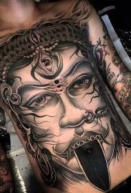 hrudník a brucho Creepy face tattoo pattern