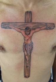 Jēzus krustā sišanas krāsas tetovējuma raksts