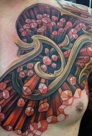 chest stereo geometry style color tattoo pattern