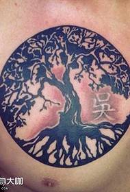 bryst træ tatovering mønster