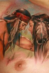 груди реалистичан стил романтичан индијски пар портрет тетоважа узорак
