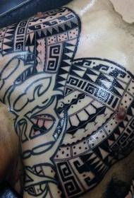 Bryst polynesisk stil totem tatoveringsmønster