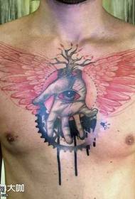 გულმკერდის ხელის ფრთის თვალის tattoo ნიმუში